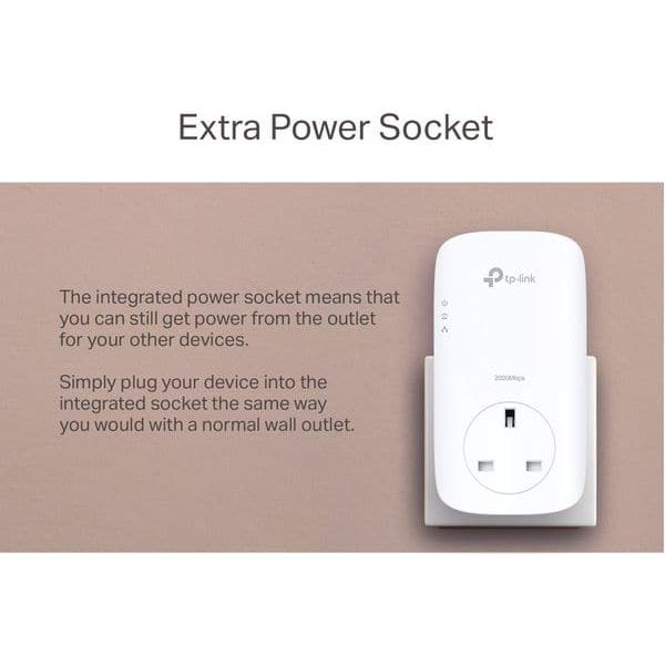 TP-Link TL-PA9020PKIT 2-Port Gigabit Passthrough Powerline Starter Kit, Data Transfer Speed Up to 2000 Mbps, Ideal for HD Video Streaming and Online Gaming, No Configuration Required, UK Plug - 4